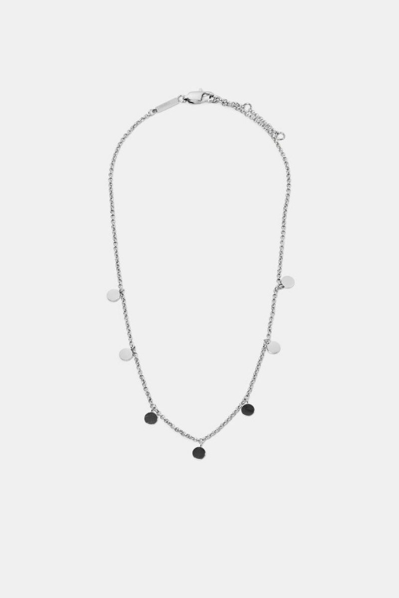 Dámské Šperky Esprit Round Pendant Belcher Chain Necklace Stříbrné | VGO287613