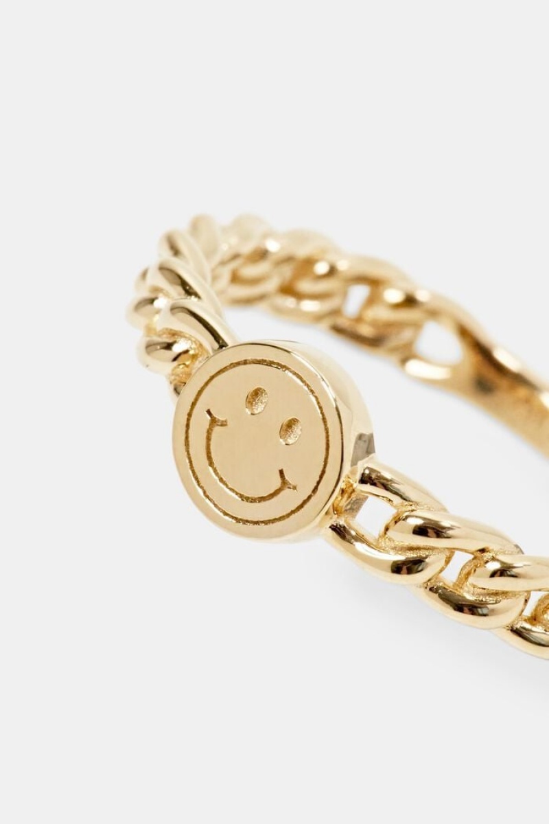 Dámské Šperky Esprit Smiley Sterling Silver Chain Ring Zlaté | PKN352816