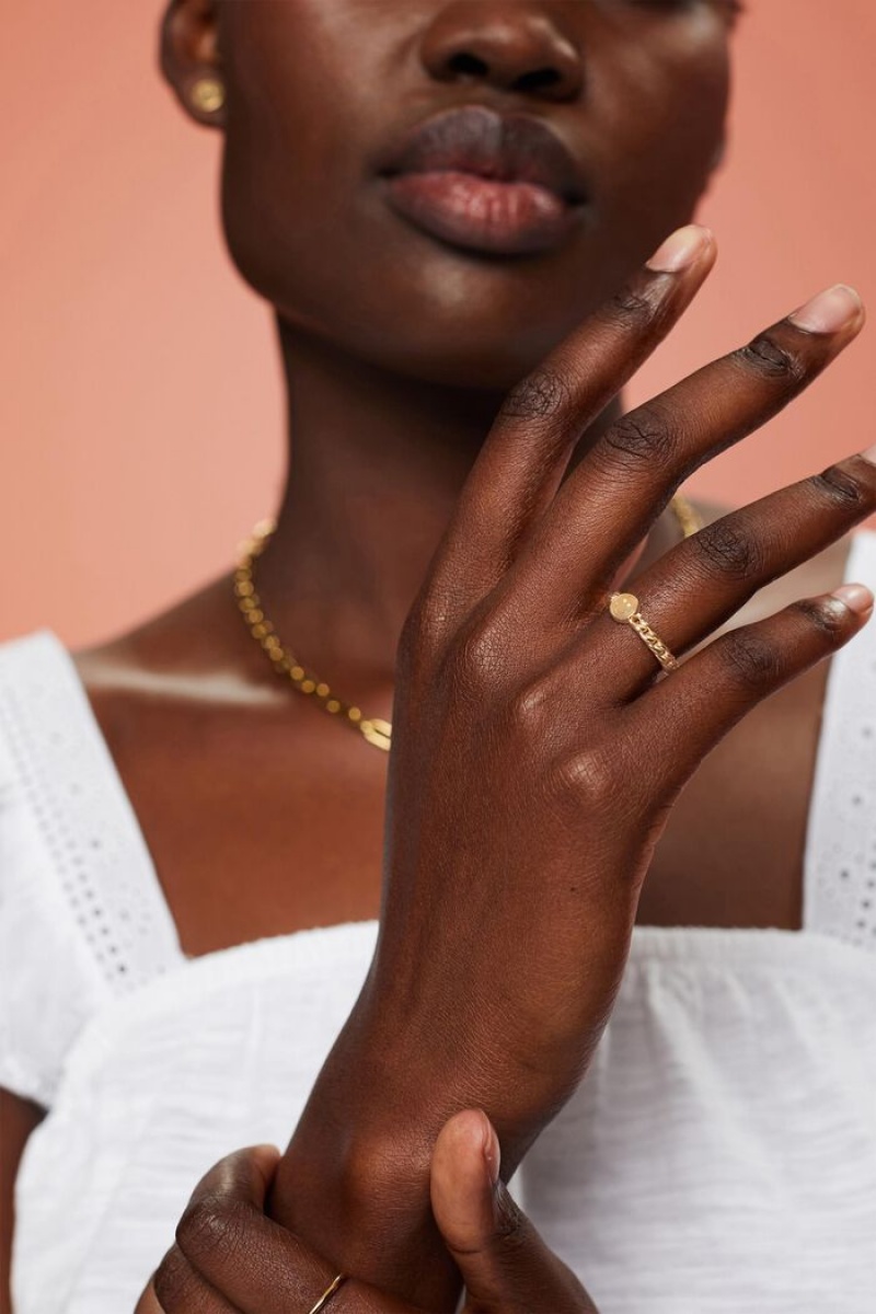 Dámské Šperky Esprit Smiley Sterling Silver Chain Ring Zlaté | PKN352816