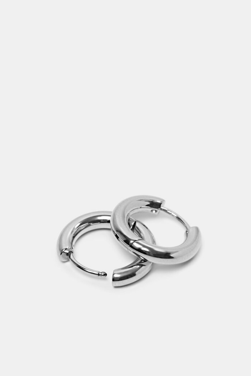 Dámské Šperky Esprit Stainless Steel Huggie Hoop Earrings Stříbrné | VDN793105