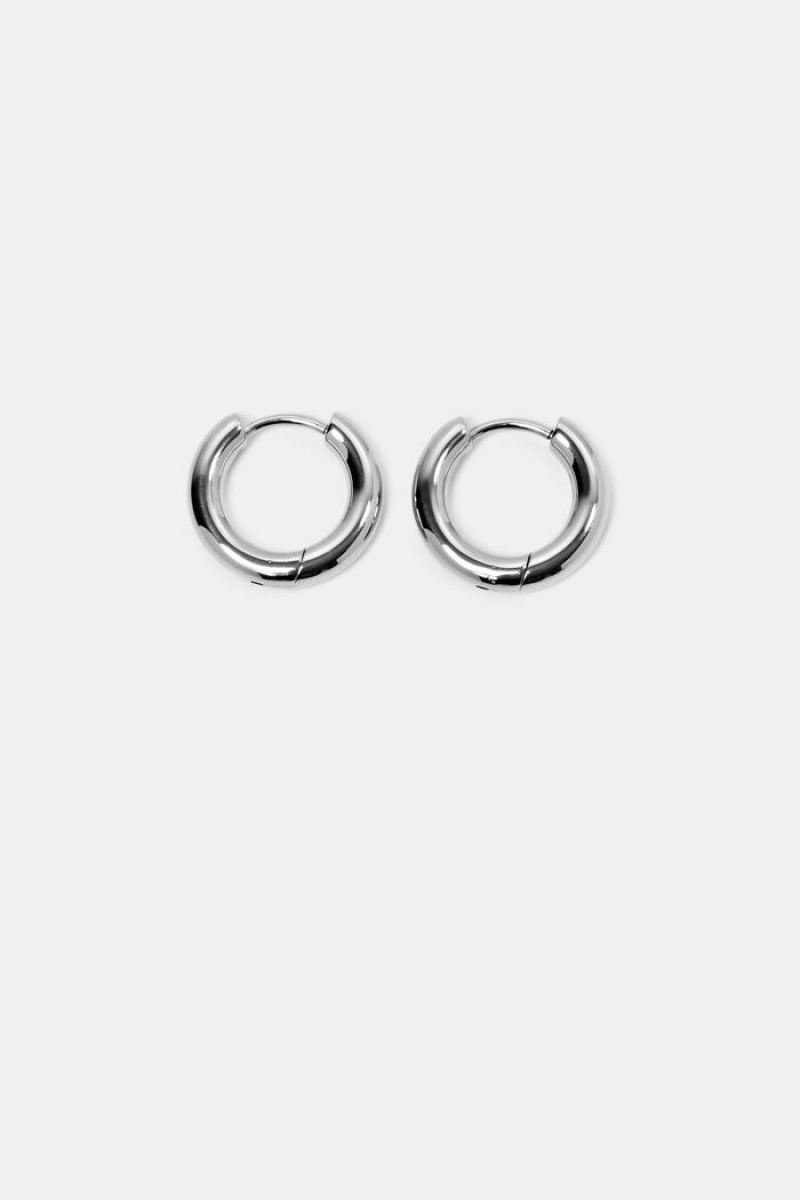 Dámské Šperky Esprit Stainless Steel Huggie Hoop Earrings Stříbrné | VDN793105