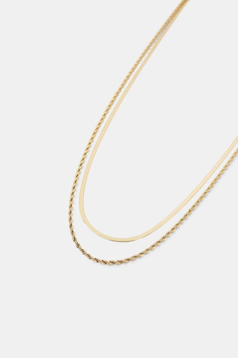 Dámské Šperky Esprit Stainless Steel Layered Necklace Zlaté | CJI609371