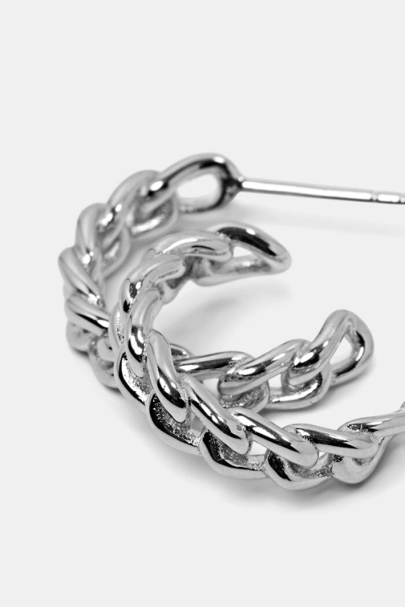 Dámské Šperky Esprit Sterling Silver Chain Mini Hoop Earrings Stříbrné | DMI731685