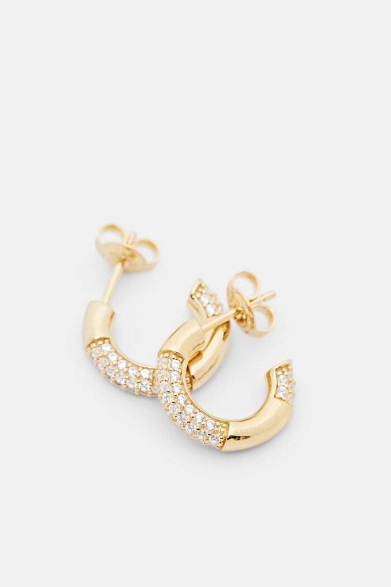 Dámské Šperky Esprit Sterling Silver Zirconia Mini Hoop Earrings Zlaté | JHY283109