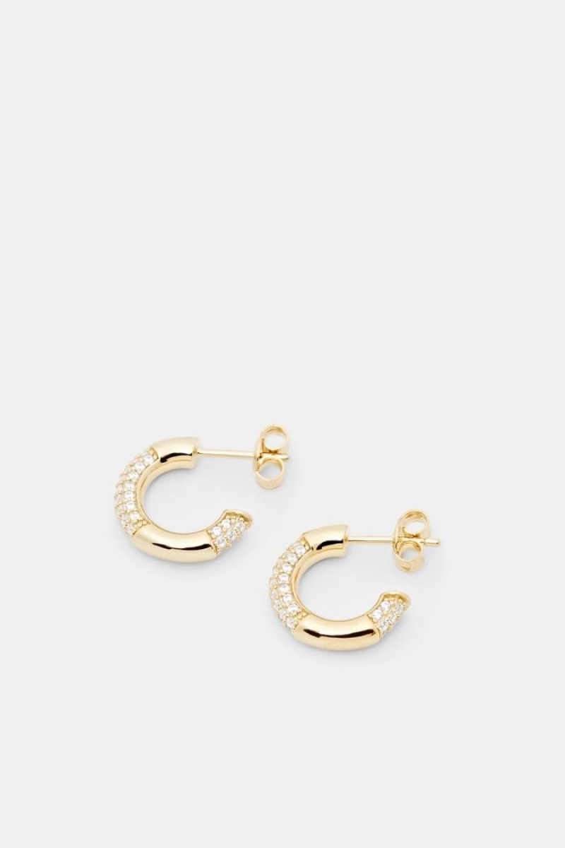 Dámské Šperky Esprit Sterling Silver Zirconia Mini Hoop Earrings Zlaté | JHY283109