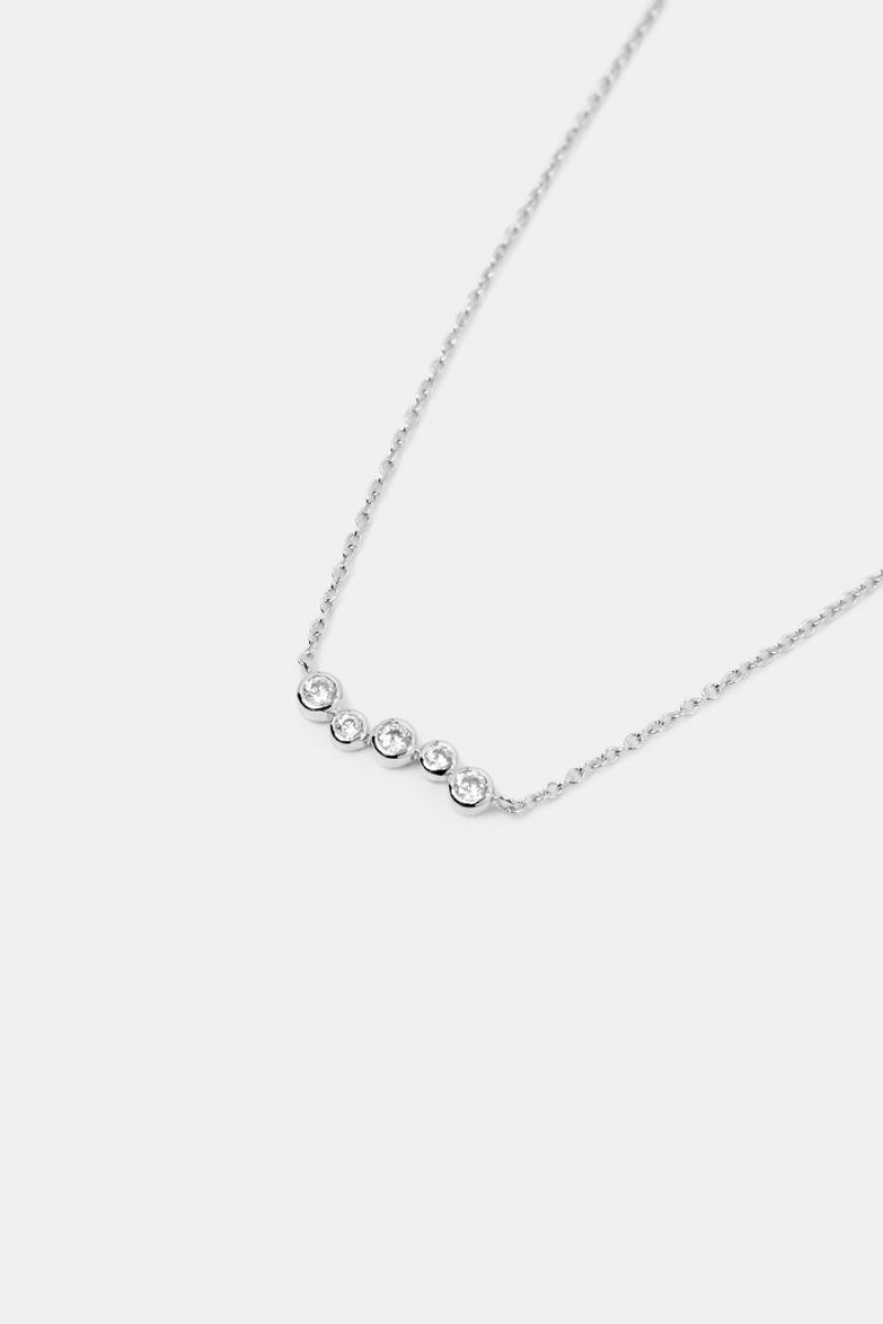 Dámské Šperky Esprit Sterling Silver Zirconia Pendant Necklace Stříbrné | NGT136742