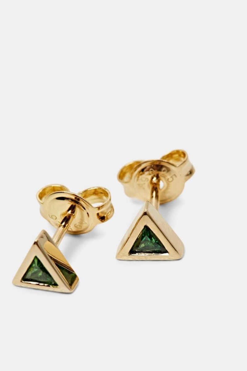 Dámské Šperky Esprit Triangle Glass Stud Earrings Zlaté | PIZ807196