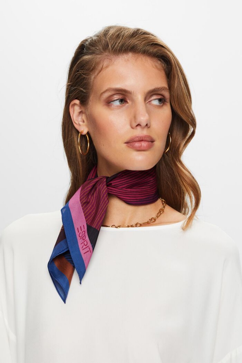 Dámské Šátky Esprit Printed Bandana,Silk Blend Vínové | NPR215469