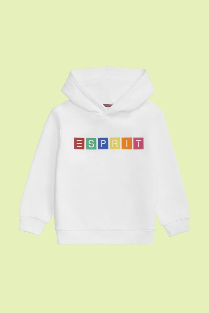 Dětské Mikina s Kapucí Esprit Logo Print Bílé | PKN681045