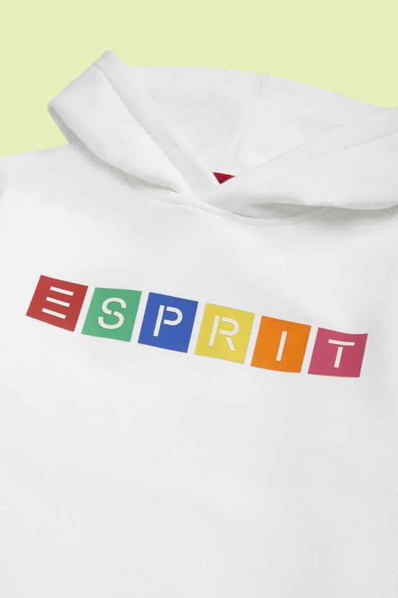 Dětské Mikina s Kapucí Esprit Logo Print Bílé | PKN681045