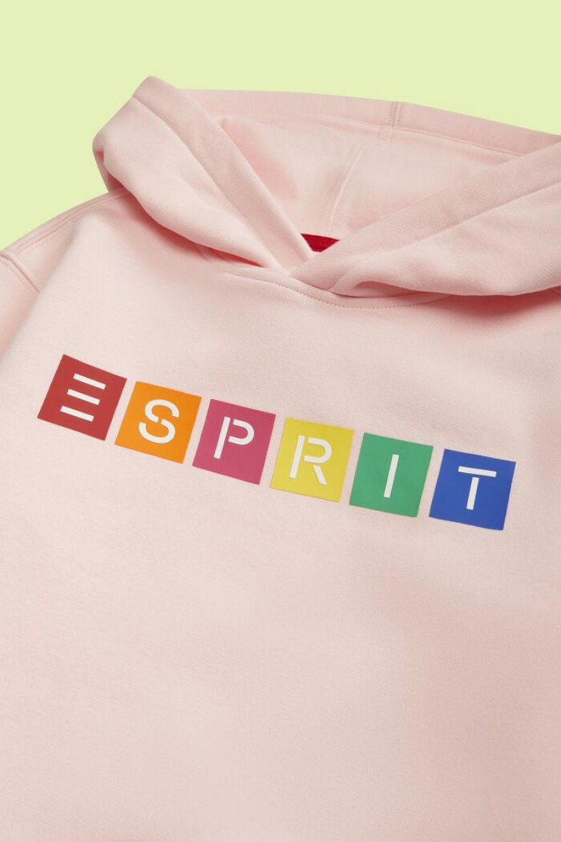 Dětské Mikina s Kapucí Esprit Logo Print Růžové | TDO375642