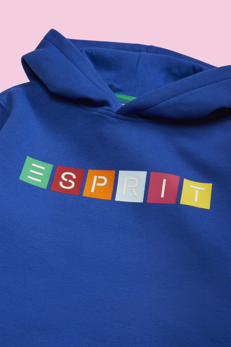 Dětské Mikina s Kapucí Esprit Logo Print Světle Blankyt | XLV059684