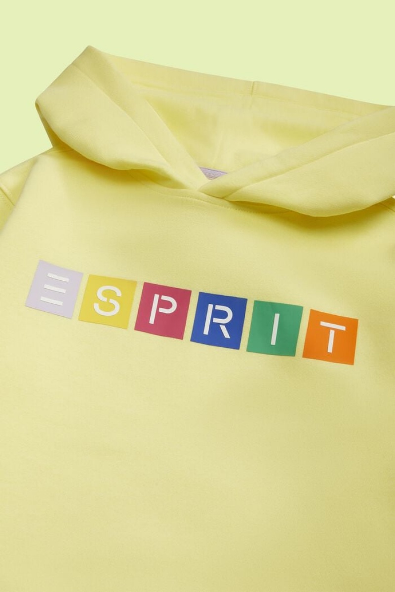 Dětské Mikina s Kapucí Esprit Logo Print Žluté | JLB157823