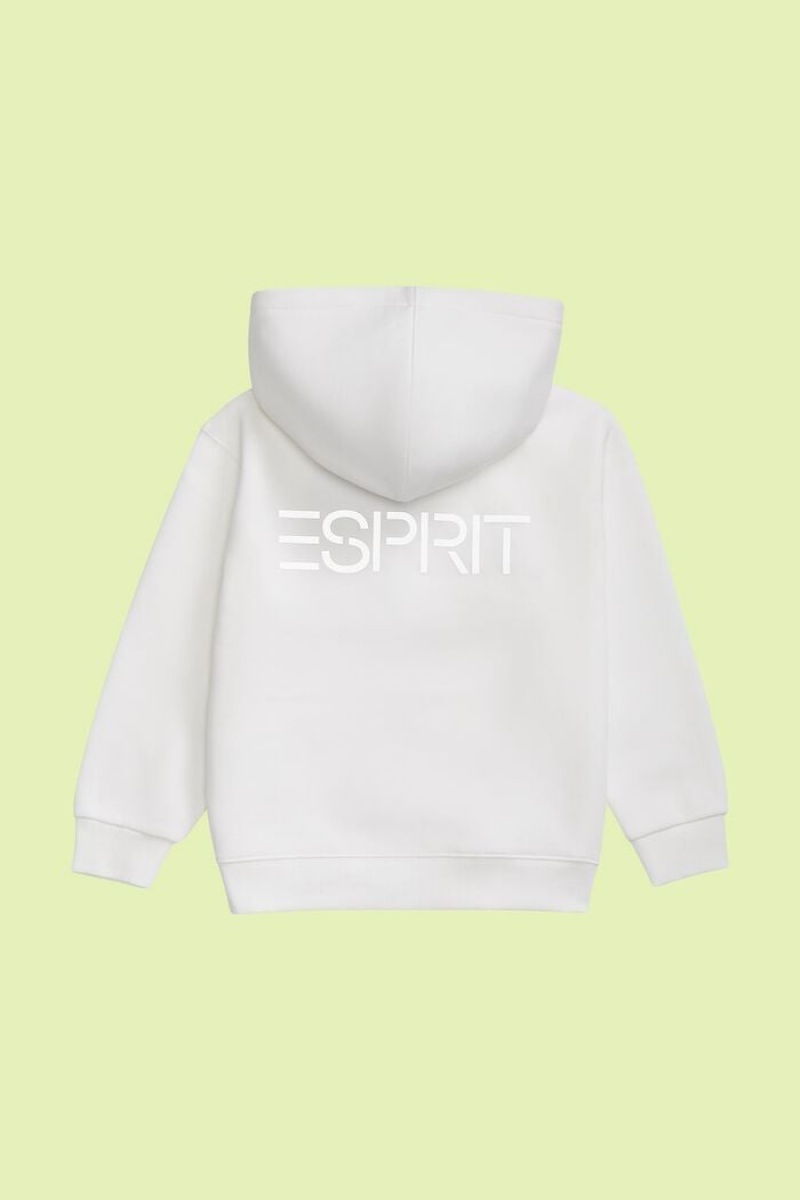 Dětské Mikina s Kapucí Esprit Logo Zip Up Bílé | UZF031485