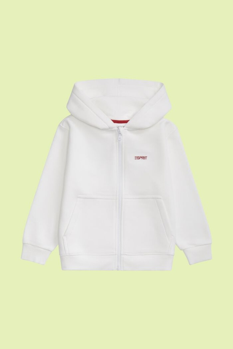 Dětské Mikina s Kapucí Esprit Logo Zip Up Bílé | UZF031485