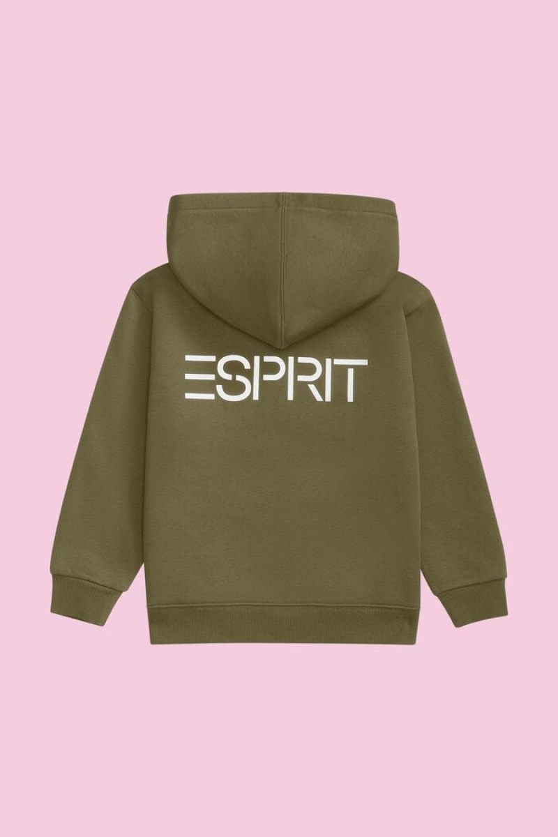 Dětské Mikina s Kapucí Esprit Logo Zip Up Olivy Zelené | AOS367215