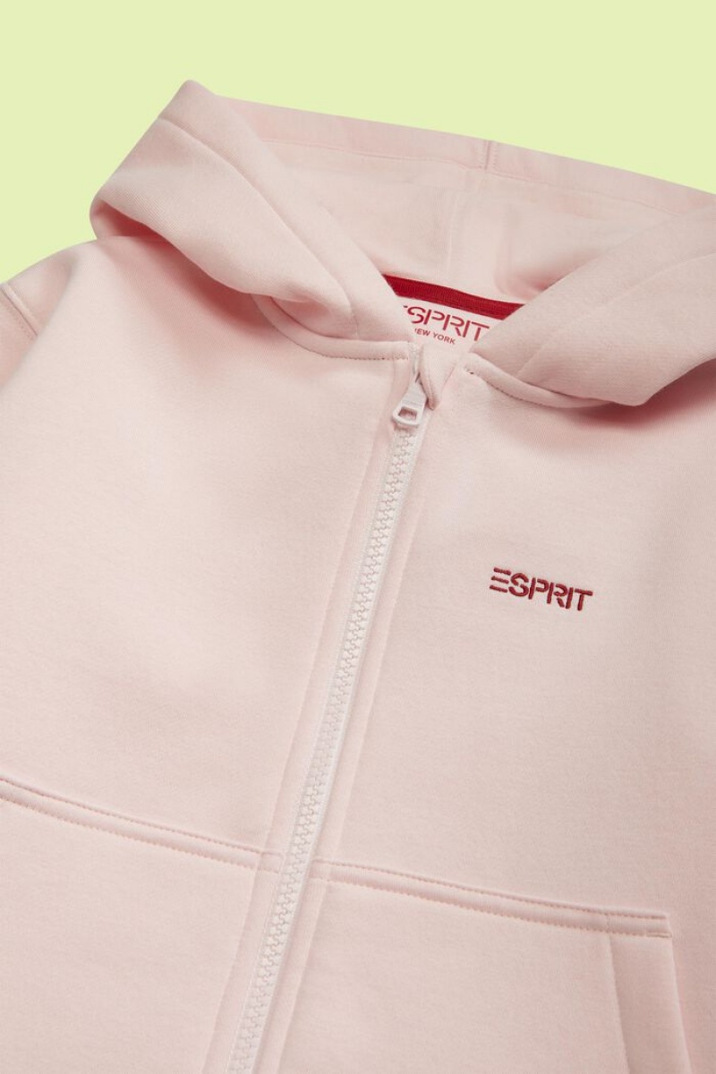 Dětské Mikina s Kapucí Esprit Logo Zip Up Růžové | IKH268173