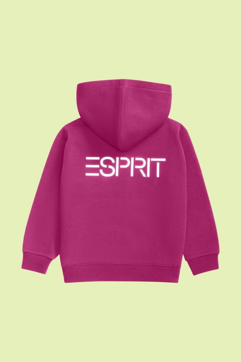 Dětské Mikina s Kapucí Esprit Logo Zip Up Růžové Fuchsie | HZN127590