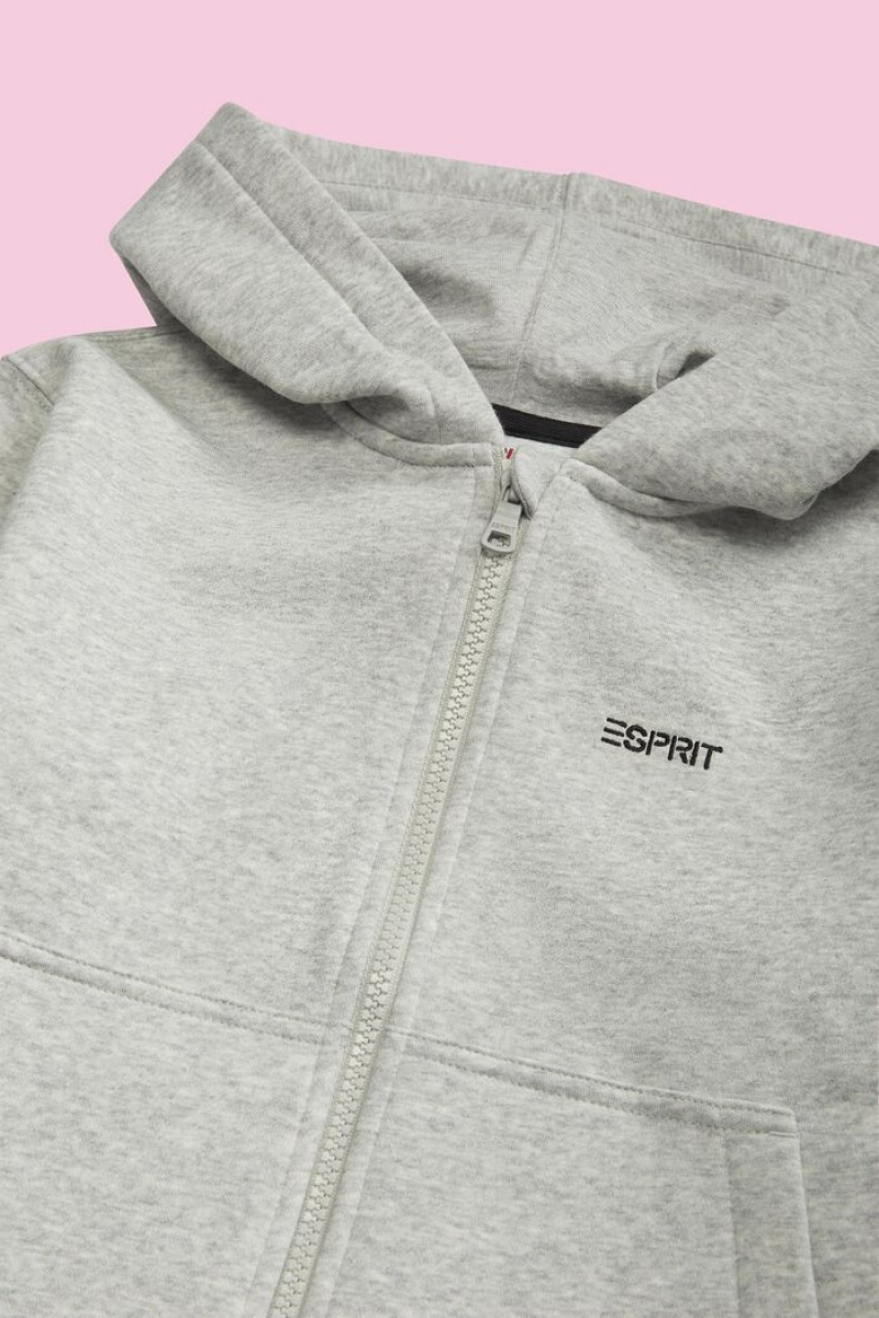 Dětské Mikina s Kapucí Esprit Logo Zip Up Světle Šedé | VIC308547