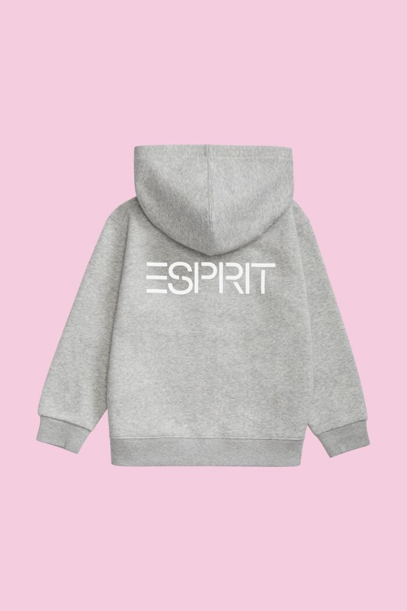 Dětské Mikina s Kapucí Esprit Logo Zip Up Světle Šedé | VIC308547