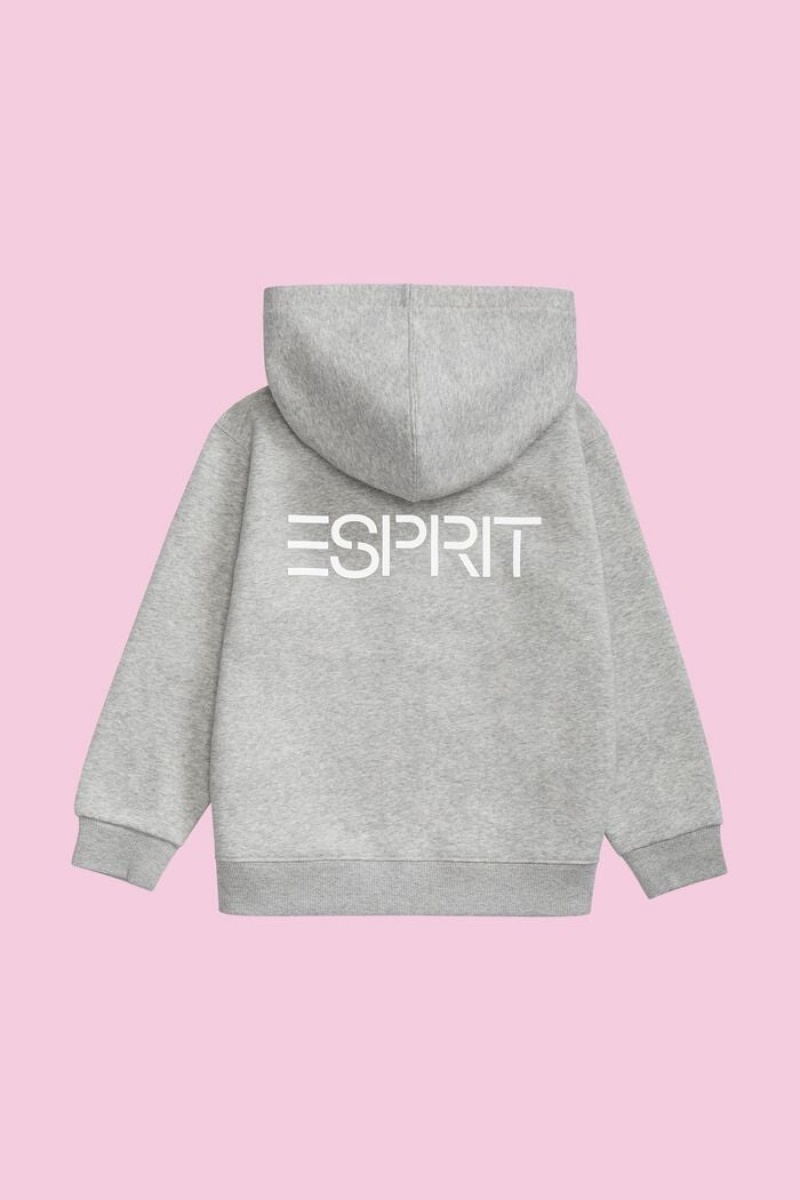 Dětské Mikina s Kapucí Esprit Logo Zip Up Světle Šedé | QLR531602