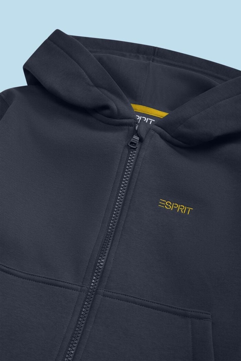 Dětské Mikina s Kapucí Esprit Logo Zip Up Tmavě Blankyt | EQJ371285