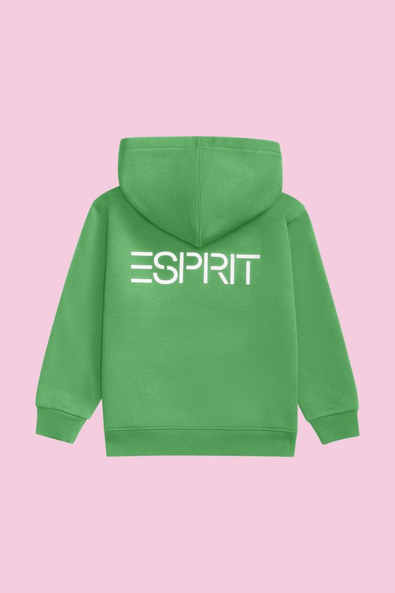 Dětské Mikina s Kapucí Esprit Logo Zip Up Zelene | POM362480