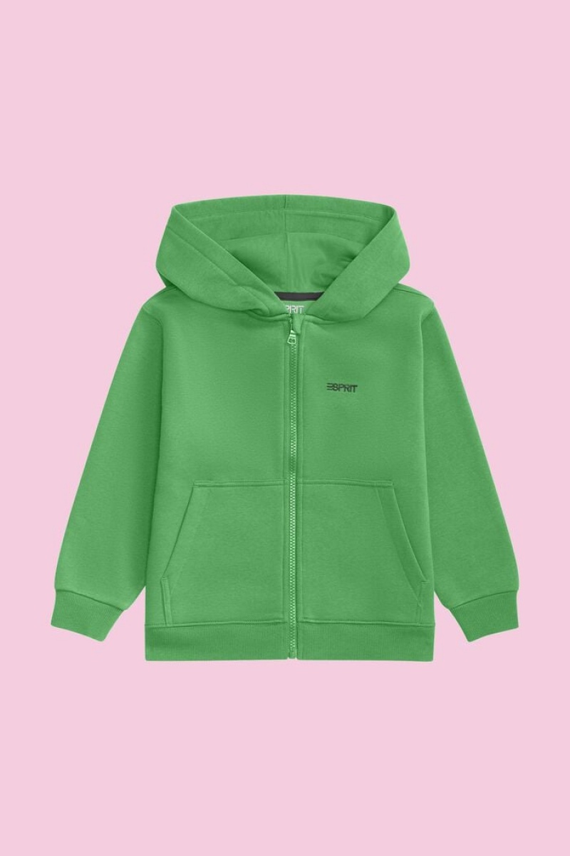 Dětské Mikina s Kapucí Esprit Logo Zip Up Zelene | POM362480