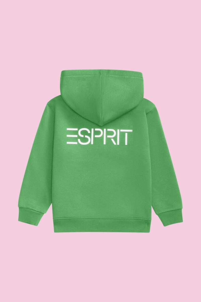 Dětské Mikina s Kapucí Esprit Logo Zip Up Zelene | SCI615478