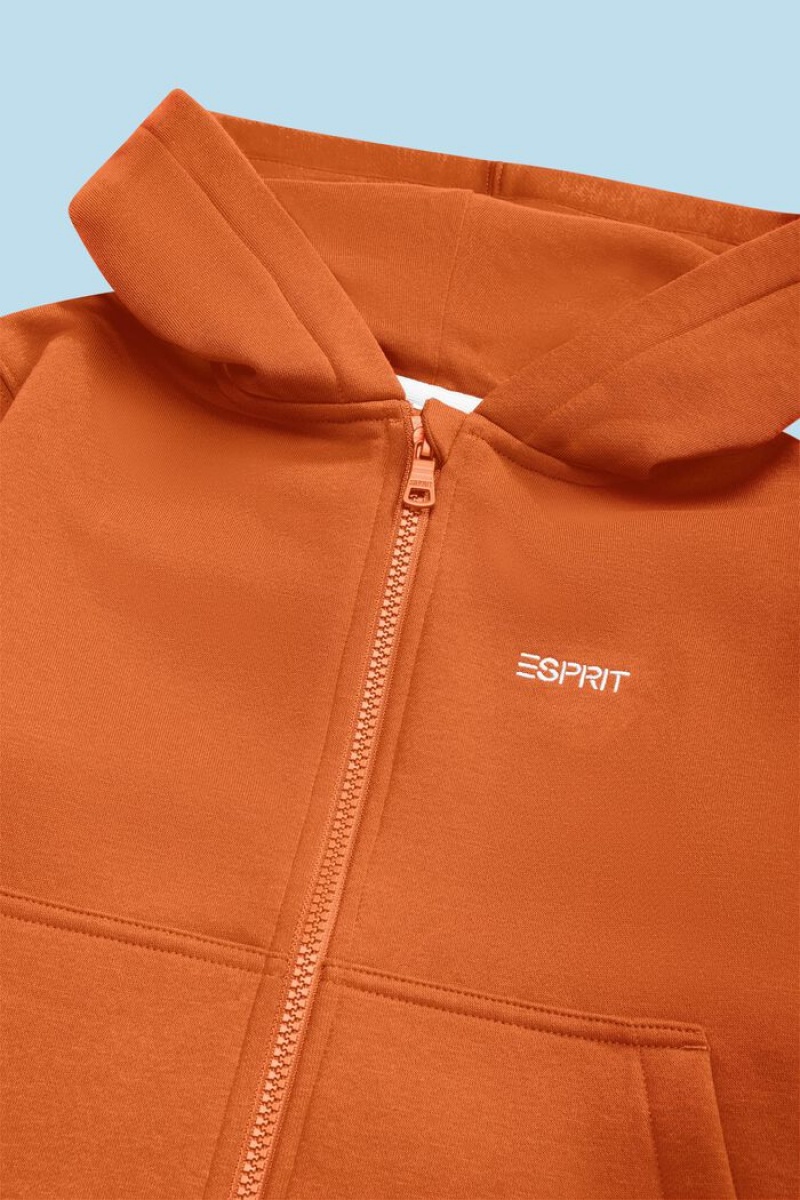 Dětské Mikina s Kapucí Esprit Logo Zip Up Červené Oranžové | GHB976281