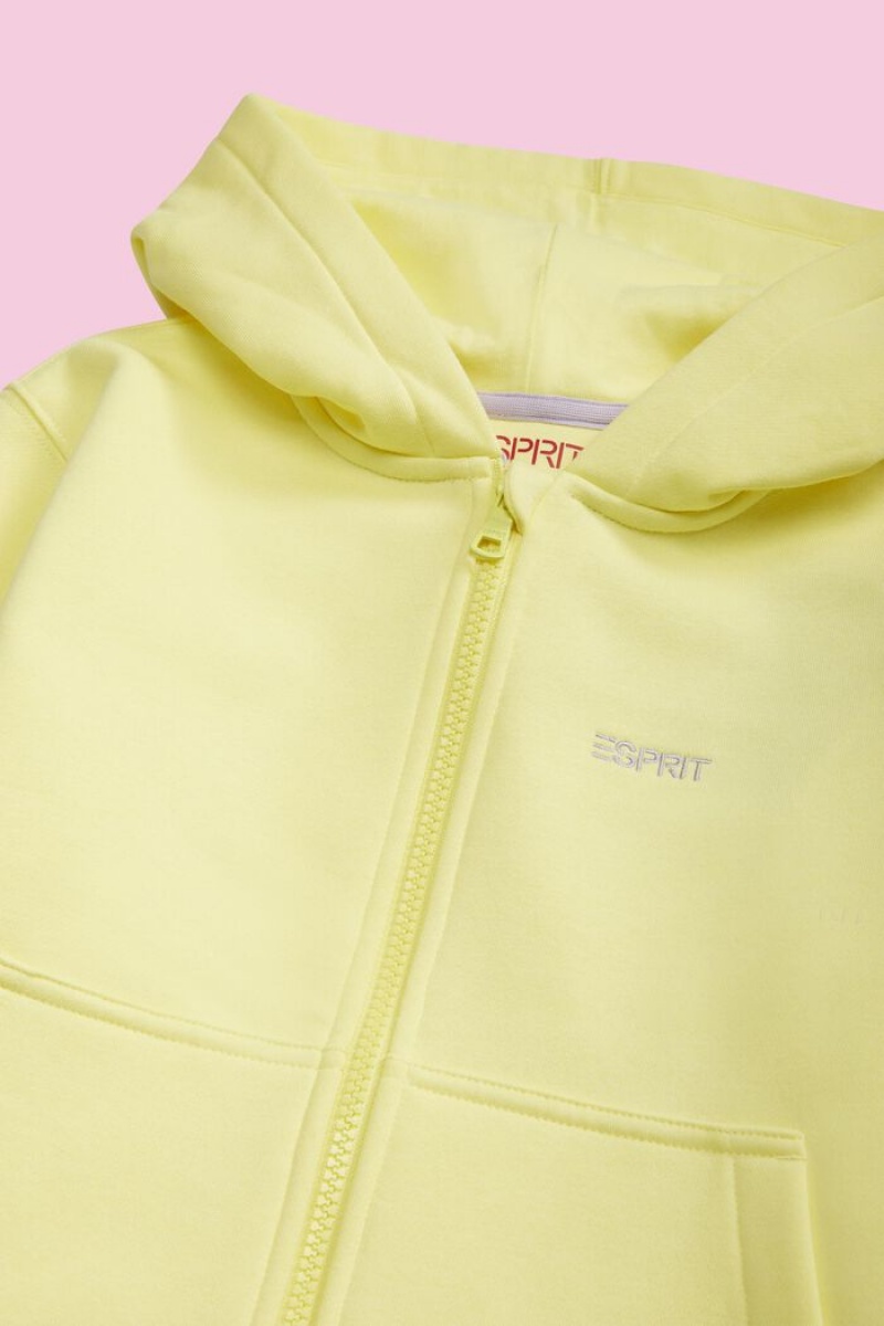 Dětské Mikina s Kapucí Esprit Logo Zip Up Žluté | TUM460385