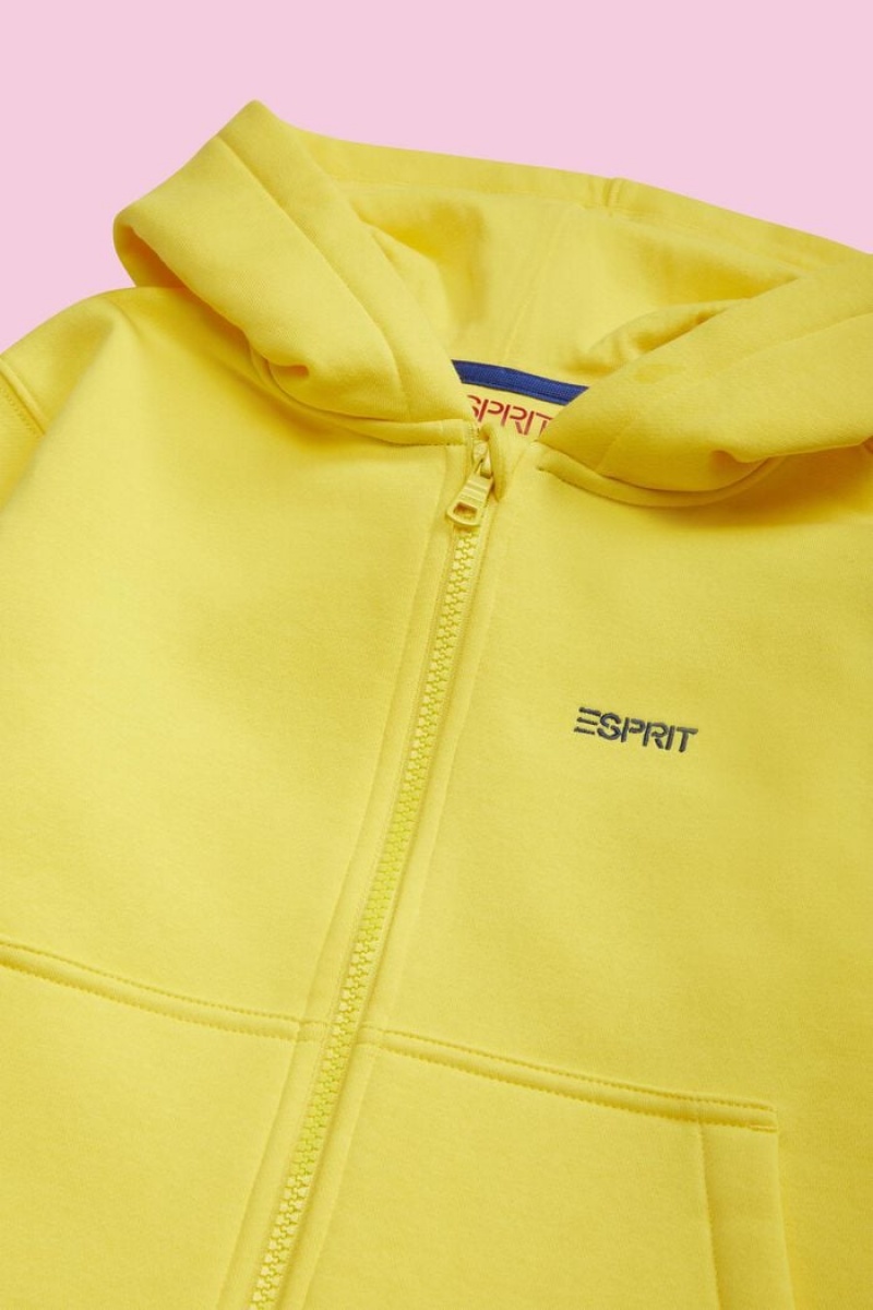 Dětské Mikina s Kapucí Esprit Logo Zip Up Žluté | DWF901273