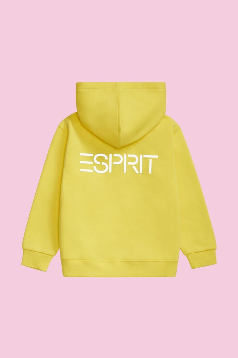 Dětské Mikina s Kapucí Esprit Logo Zip Up Žluté | DWF901273