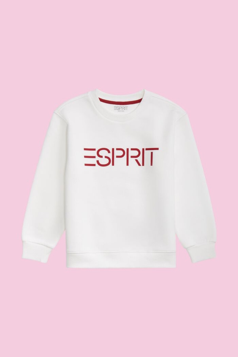 Dětské Mikiny Esprit Logo Crewneck Bílé | ERU239176