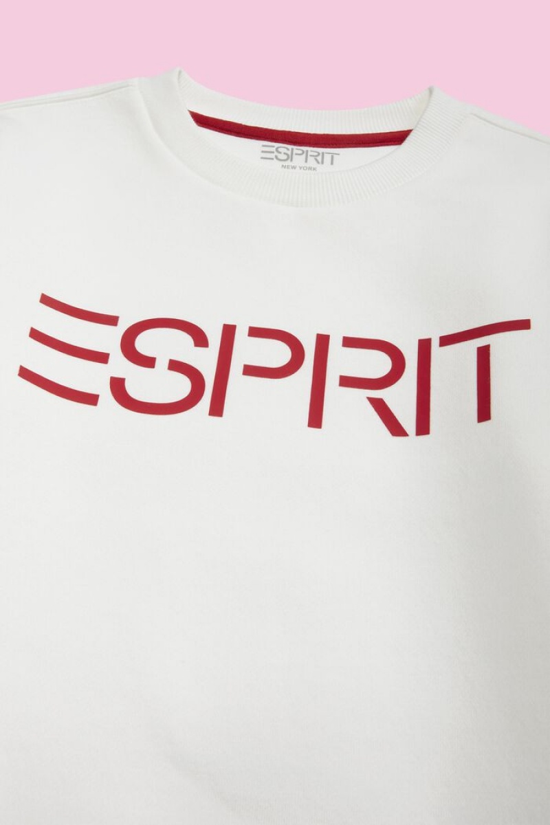 Dětské Mikiny Esprit Logo Crewneck Bílé | ERU239176