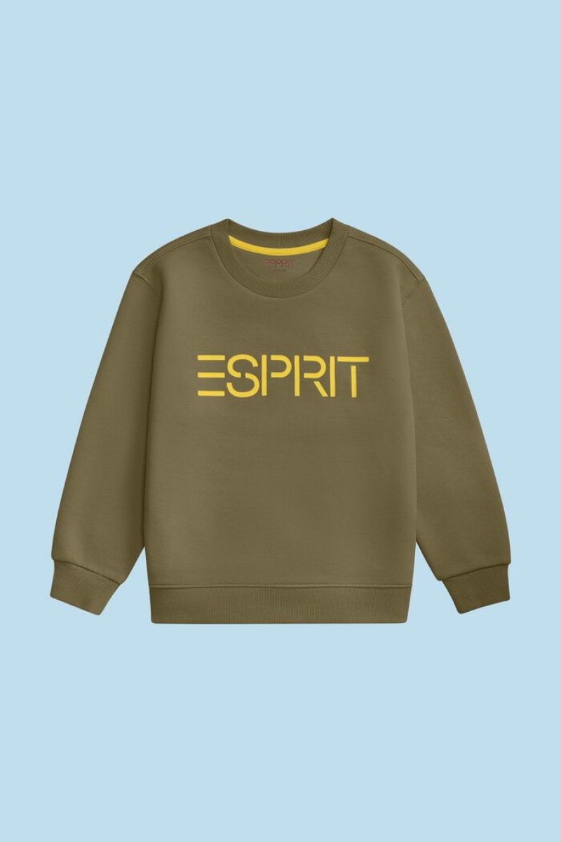 Dětské Mikiny Esprit Logo Crewneck Olivy Zelené | DYV491803