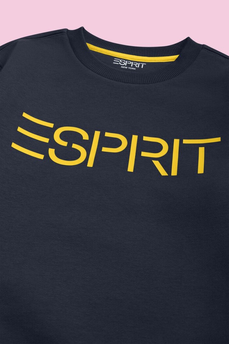 Dětské Mikiny Esprit Logo Crewneck Tmavě Blankyt | GOE387069