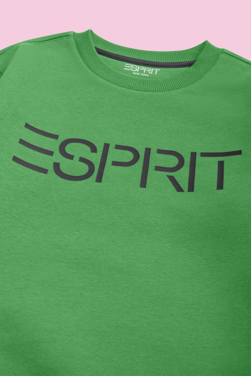 Dětské Mikiny Esprit Logo Crewneck Zelene | SHP617938