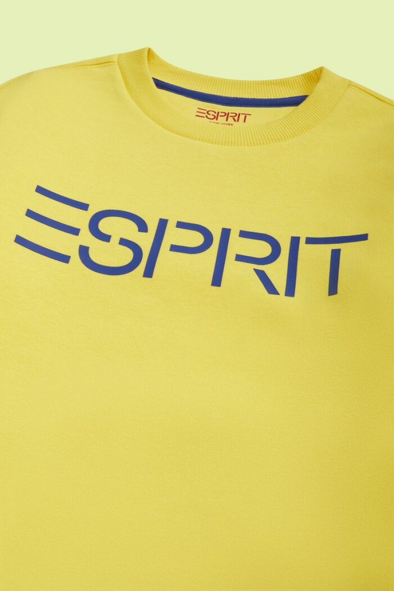 Dětské Mikiny Esprit Logo Crewneck Žluté | HUV905137