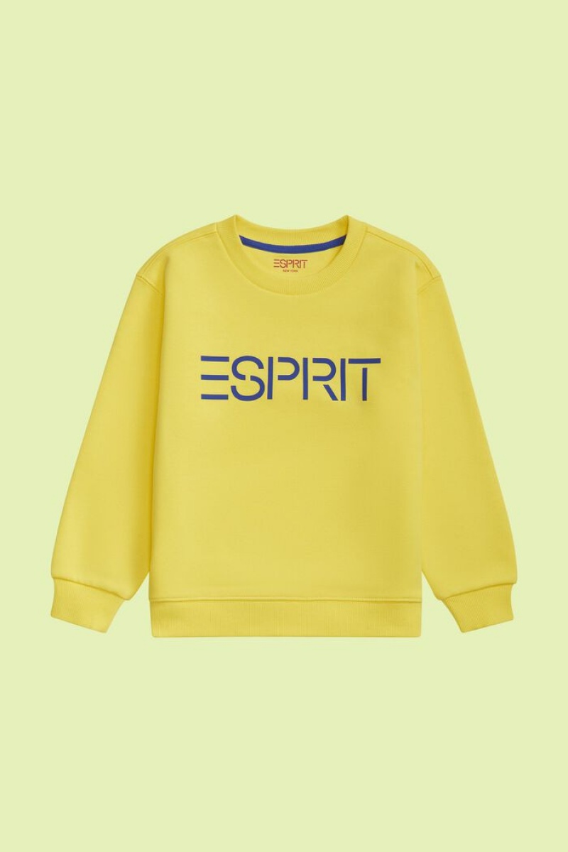 Dětské Mikiny Esprit Logo Crewneck Žluté | HUV905137