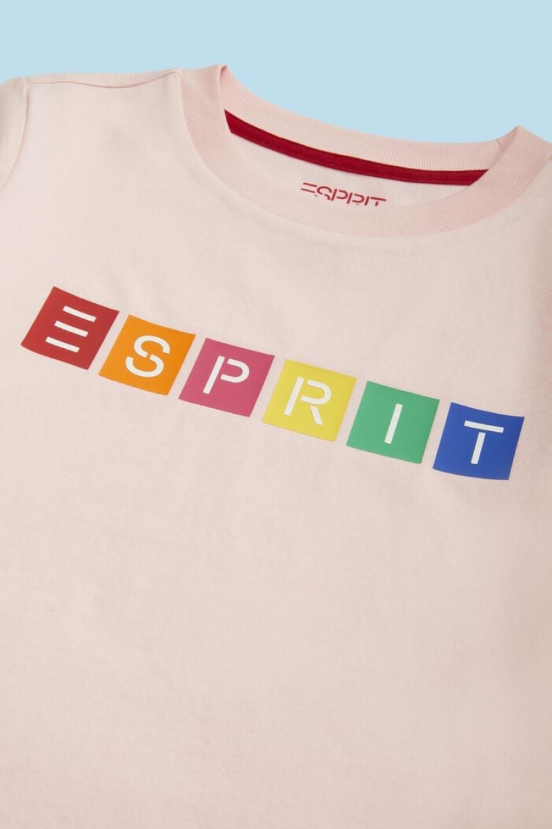 Dětské Tričko Esprit Organic Bavlněné Geometric Logo Růžové | FNL926450