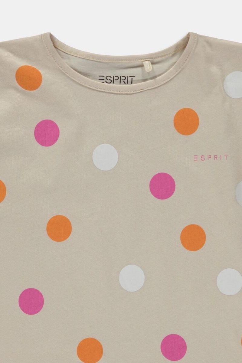 Dětské Tričko Esprit Polka Dot Print Světle Béžový | PBW820467