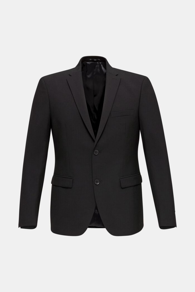 Pánské Blejzry Esprit Active Tailored,Vlna Blend Černé | NKI375964