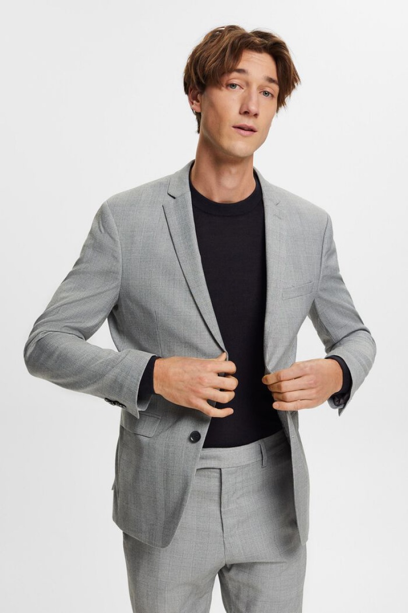 Pánské Blejzry Esprit Blazers Slim Fit Světle Šedé | GHF675492