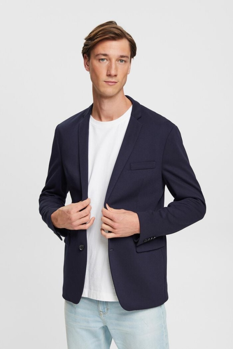 Pánské Blejzry Esprit Textured Slim Fit Tmavě Blankyt | LPR248139