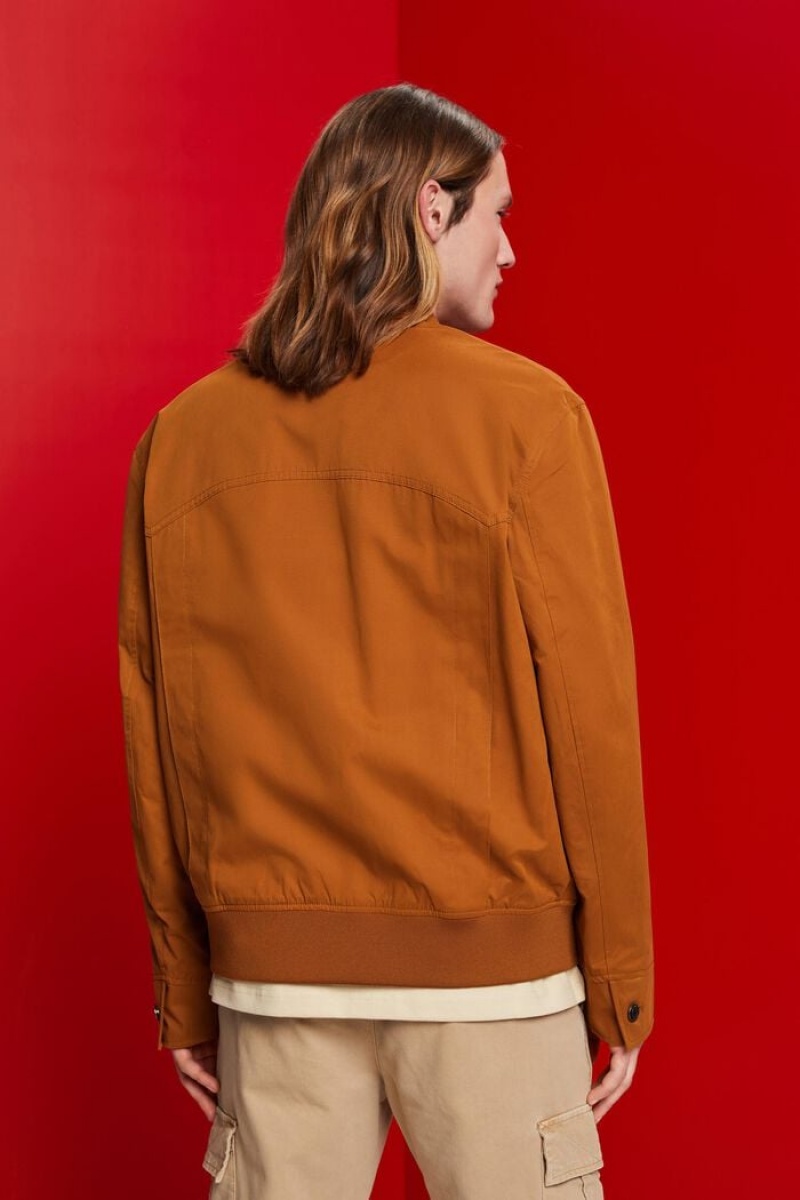 Pánské Bundy Esprit Bomber With Turn-down Collar Hnědé | FTJ419356