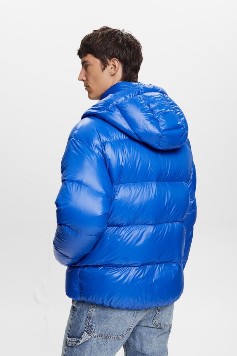 Pánské Bundy Esprit Down Glossy Puffer Světle Blankyt | POX694327