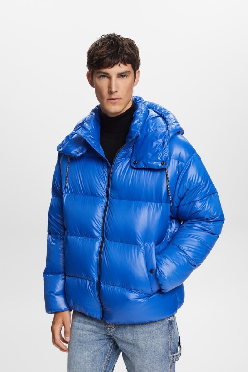 Pánské Bundy Esprit Down Glossy Puffer Světle Blankyt | POX694327