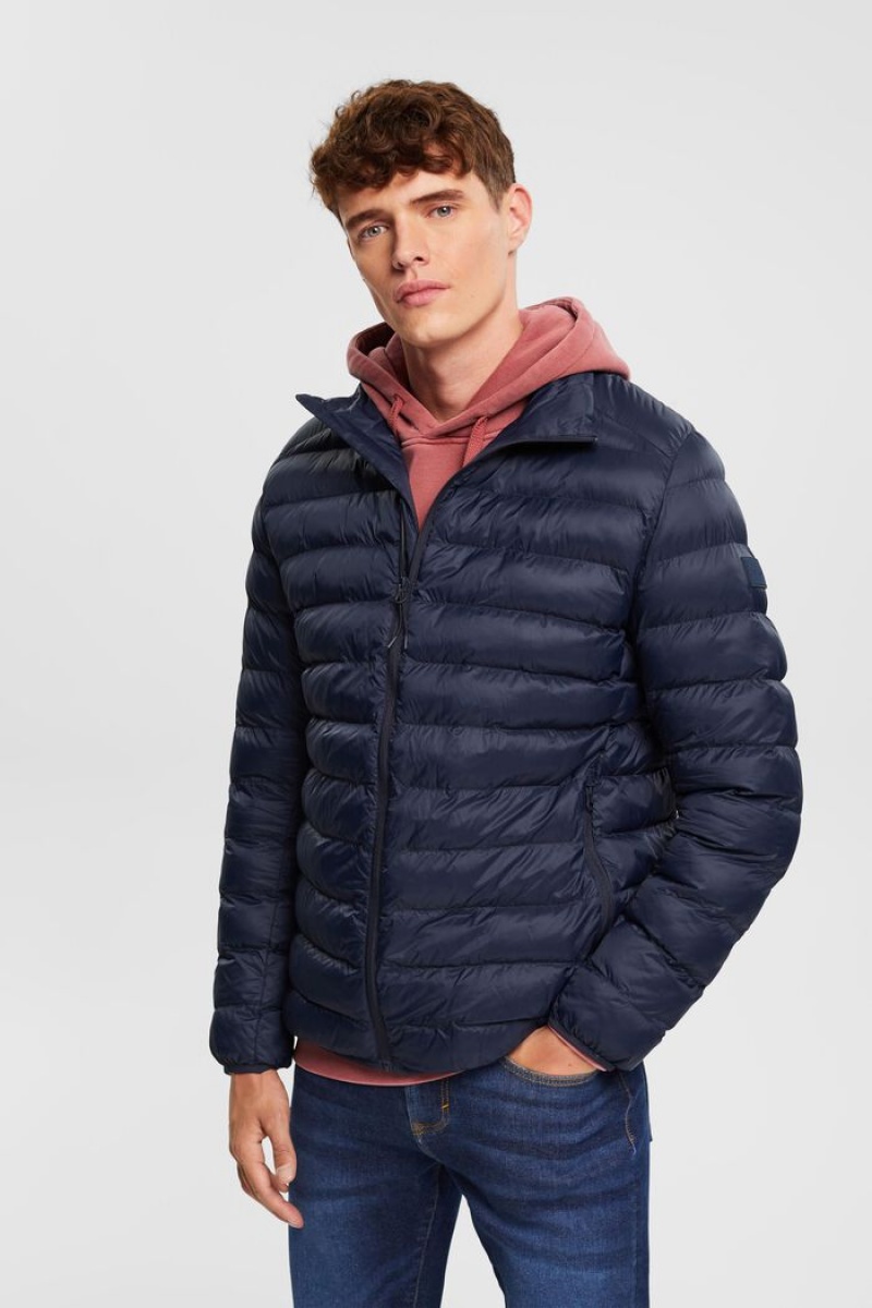 Pánské Bundy Esprit Prošívaný With High Neck Tmavě Blankyt | VUZ097682