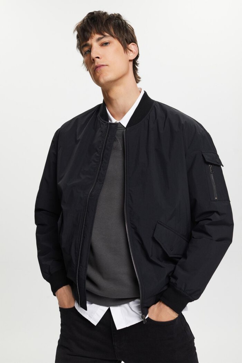 Pánské Bundy Esprit Recycled: Bomber-style Černé | KCF375062